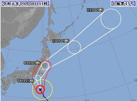 台風15号の進路予想