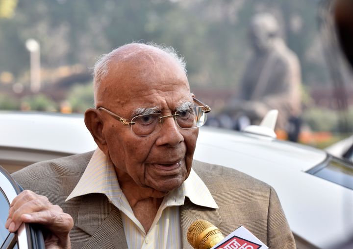 NEW DELHI, INDIA - FEBRUARY 4: Ram Jethmalani during the Budget Session at Parliament House on February 4, 2019 in New Delhi, India. (Photo by Sanjeev Verma/Hindustan Times via Getty Images)