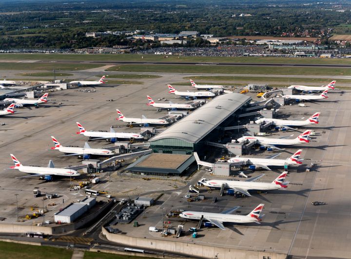 British Airways airplanes at their gate at Terminal 5, Heathrow.