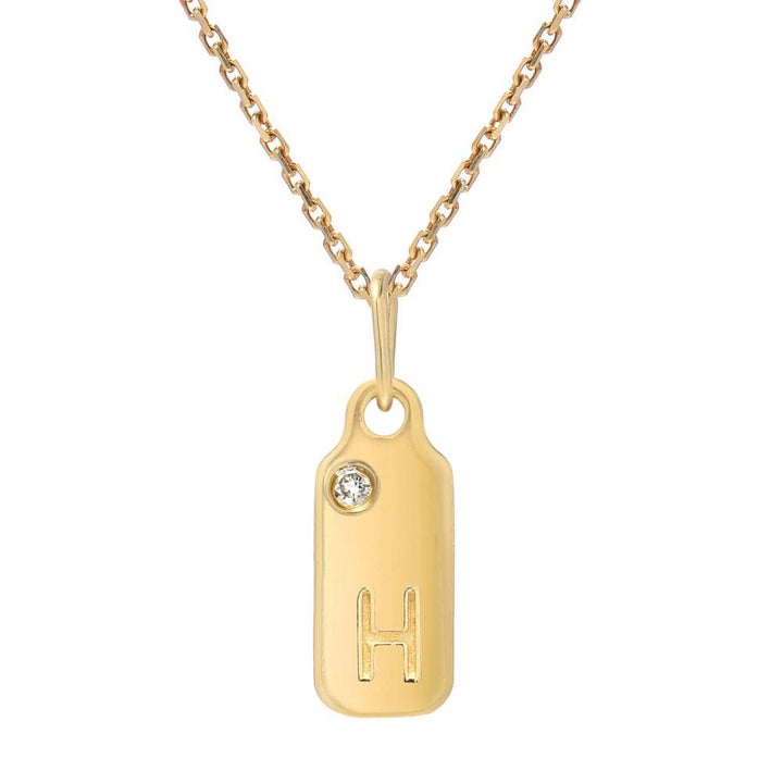 Mini gold dog tag hot sale necklace