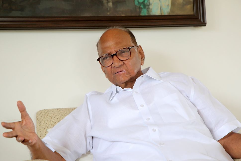 NCP chief Sharad Pawar during an interview with HuffPost India