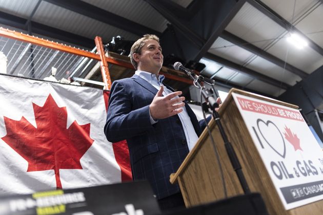 Conservative Leader Andrew Scheer speaks during a pro-pipeline rally at IJACK Technologies Inc. near Moosomin, Sask., on Feb. 16, 2019. 