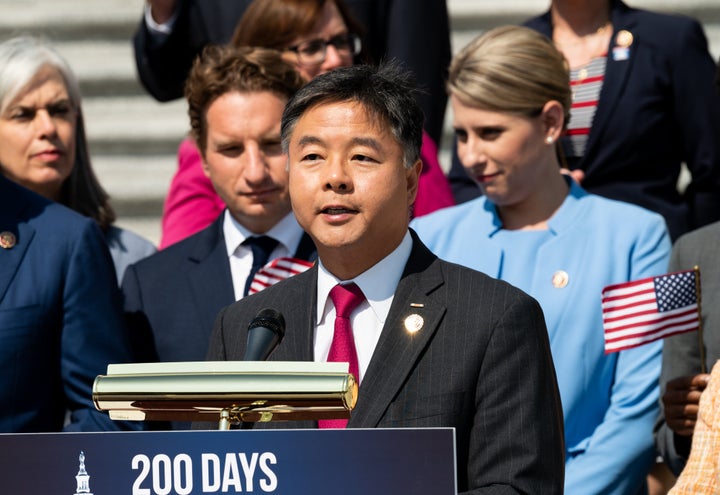 Rep. Ted Lieu (D-Calif.) speaks at a July press event with House Democrats on the first 200 days of the 116th Congress. Lieu