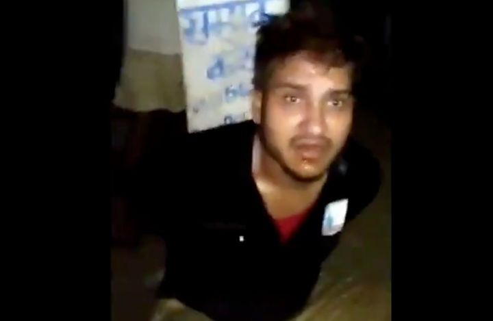 Tabrez Ansari in a screengrab from the video where he is seen being brutally beaten. 