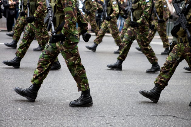 Greek army parades at a national holiday on Athens