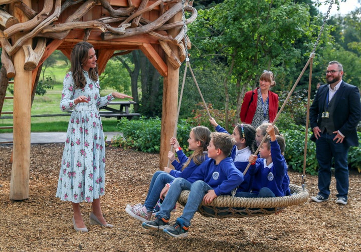 Kate having fun with some kids attending the event.&nbsp;