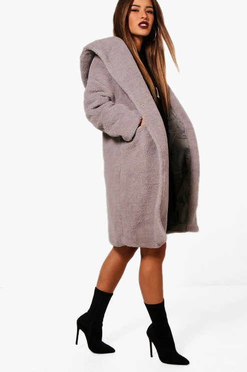 Oversized hooded best sale teddy coat