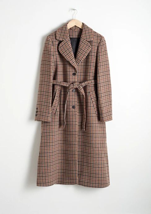 plaid long winter coat