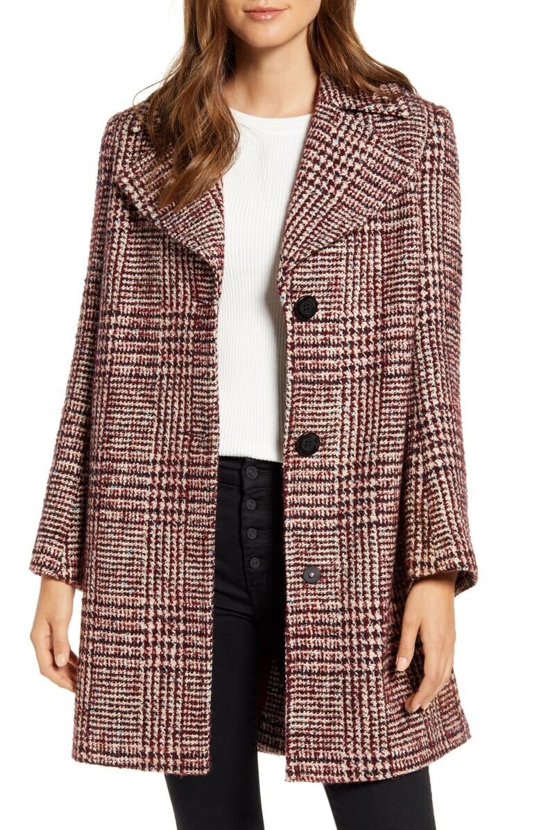 Plaid wool coat outlet womens