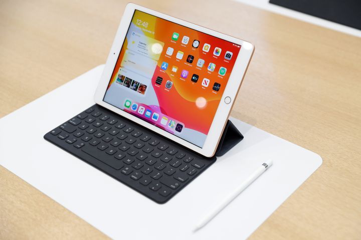 A new Apple iPad is seen in the demonstration room during a launch event at their headquarters in Cupertino, California, U.S., September 10, 2019.