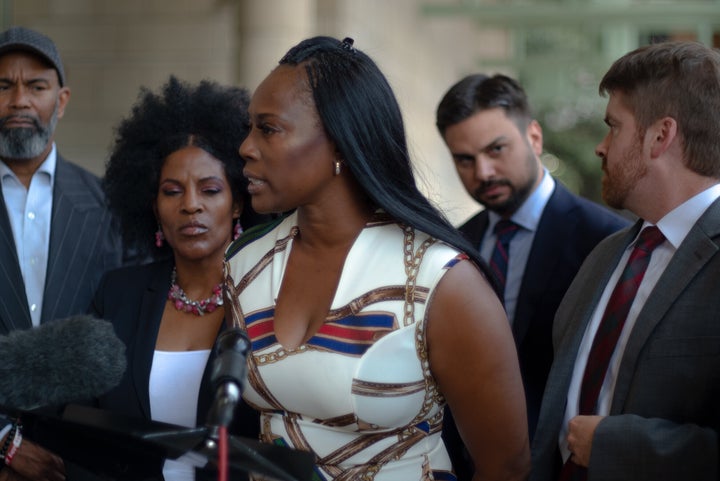 Crystal Mason stands outside the Tim Curry Criminal Justice Center in Fort Worth, Texas, after an appeals hearing in September.