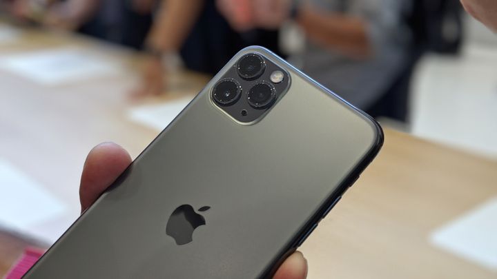 An iPhone 11 Pro at Apple's September launch event.