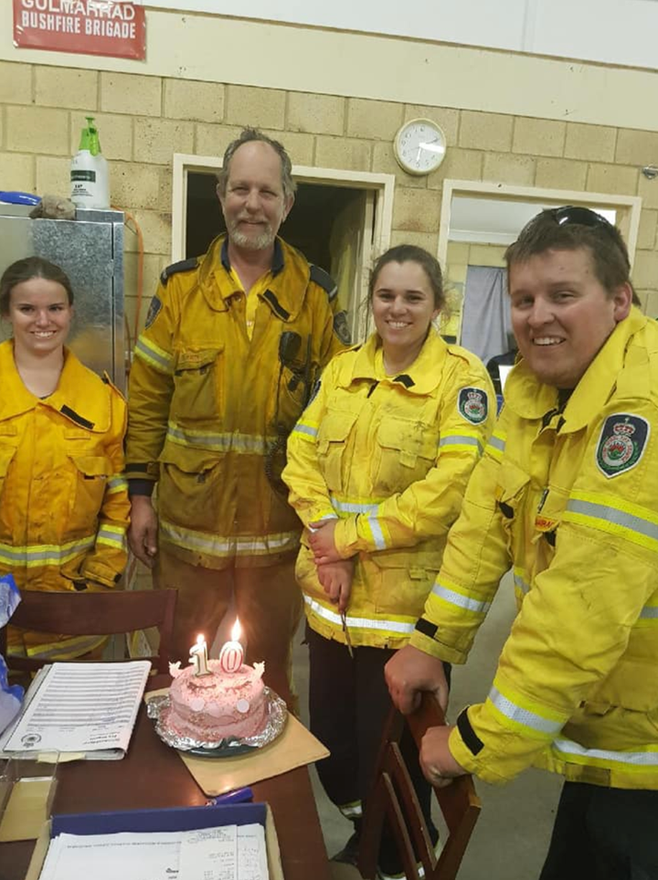 Gulmarrad Rural Fire Brigade near the northern NSW town of Yamba rustled up some candles at the station for a photo, although they were slightly off with the age as the donor turned 12 this week.