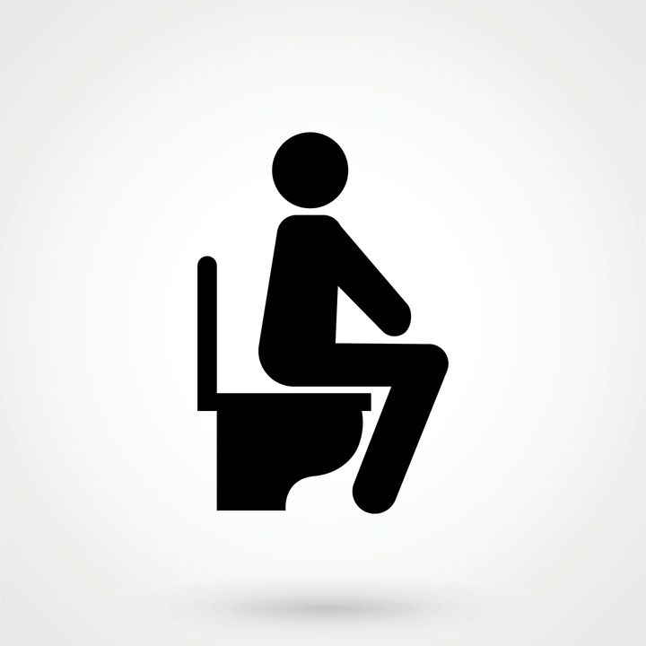 Icon man sitting on the toilet on a white background