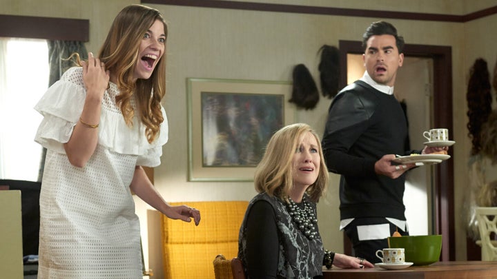 Annie Murphy, Catherine O'Hara and Daniel Levy on "Schitt's Creek"