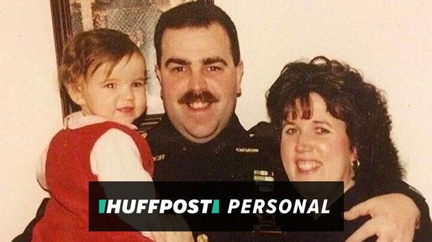 Emily Thomas with her dad and mom. This photo was taken after her father became a NYPD detective in 1998.