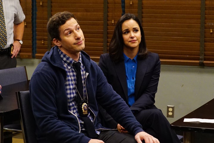 Andy Samberg and Melissa Fumero in "Brooklyn Nine-Nine"