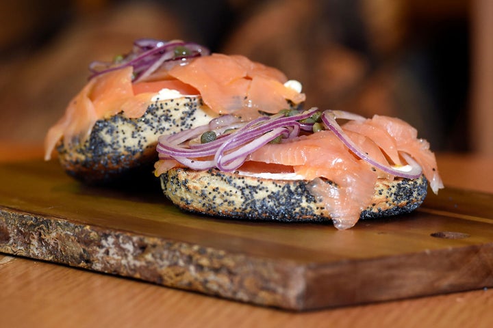 The Montreal-style bagels at Woodgrain in Boulder, Colorado, make a great canvas for lox.