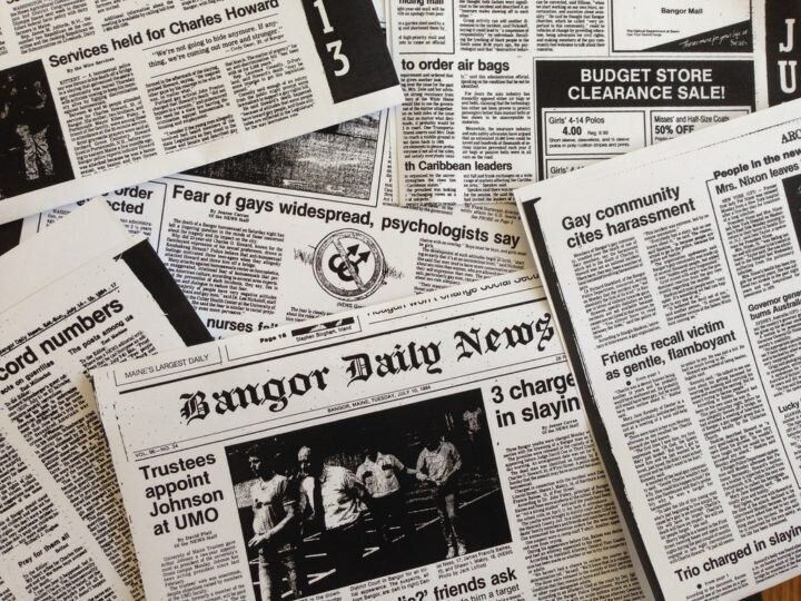 Collection de pages du «Bangor Daily News», qui a couvert de près le meurtre de Charlie Howard qui a tant marqué la petite ville américaine