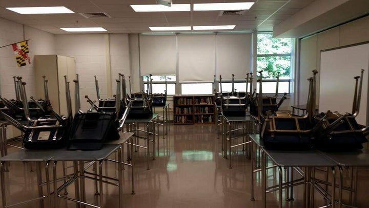 Lamb's classroom before she worked her magic on it. 