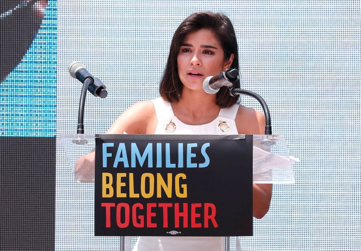 WASHINGTON, DC - JUNE 30: Actor Diane Guerrero speaks at Families Belong Together Rally In Washington DC Sponsored By MoveOn, National Domestic Workers Alliance, And Hundreds Of Allies.