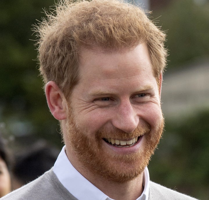 Prince Harry smiles during a visit to the Rugby Football Union at Lealands High School in Luton on Sept. 12, 2019.