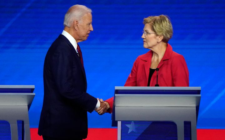 Sharing the presidential debate stage for the first time, former Vice President Joe Biden and Sen. Elizabeth Warren (D-Mass.) largely avoided a long-awaited showdown.