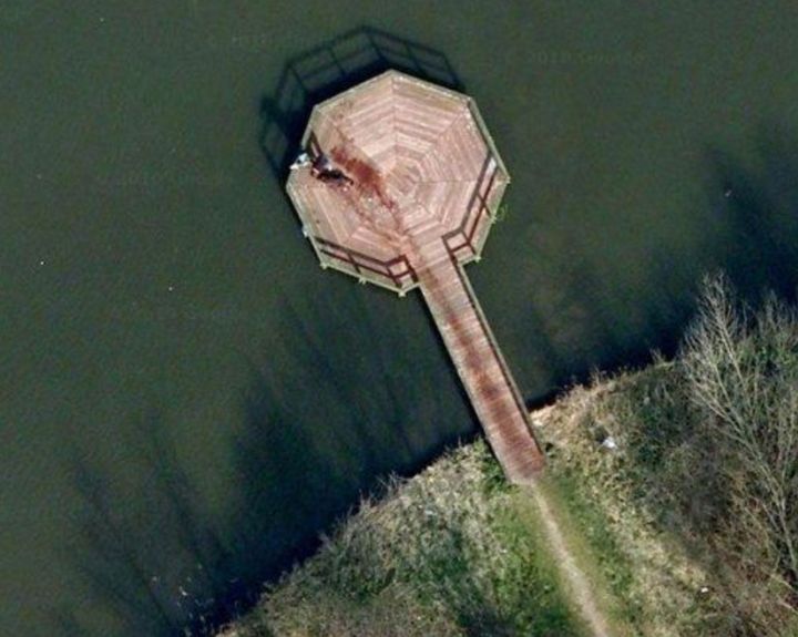 Not a murder: But some Google Earth users thought they'd stumbled across something grisly when this emerged in 2013 