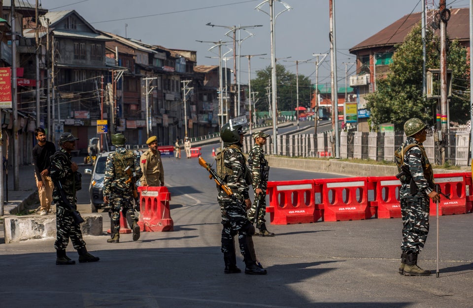 Government forces stand guard during curfew-like restrictions in the city center on September 08, 2019...