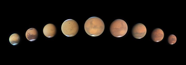 Death of Opportunity, Andy Casely.This is a sequence of images through the perihelic opposition of Mars in 2018 that follows the progress of the great global dust storm, which proved to be detrimental for the Opportunity Mars rover, which exceeded its planned lifespan by 14 years. 