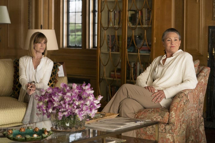 Holly Hunter plays Rhea Jarrell, left, with Cherry Jones as Nan Pierce.