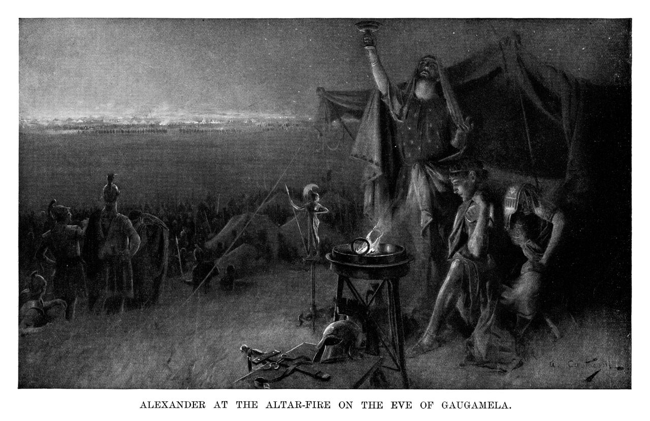 Alexander the great on the eve of the Battle of Gaugamela - Scanned 1899 Engraving