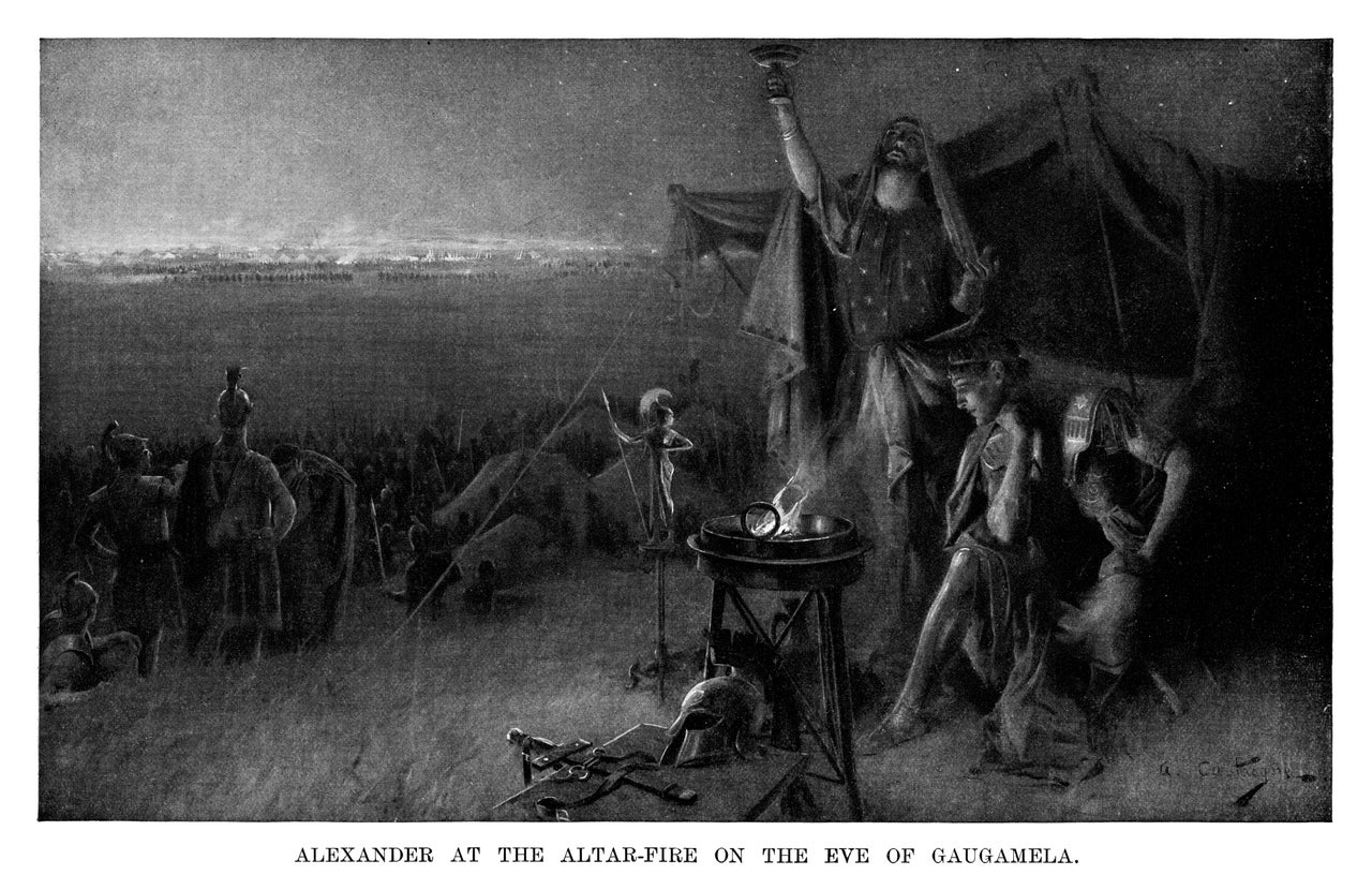 Alexander the great on the eve of the Battle of Gaugamela - Scanned 1899 Engraving