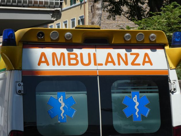 Rome, Italy - July 31, 2018: Italian Emergency Mobile Unit Ambulance in motion on a street in Rome during Valentine's Day.