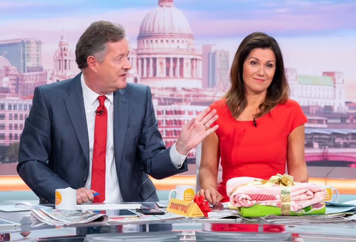Piers Morgan and Susanna Reid on the set of Good Morning Britain