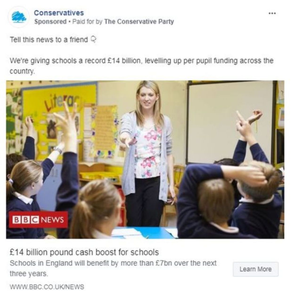 Tory Facebook ad