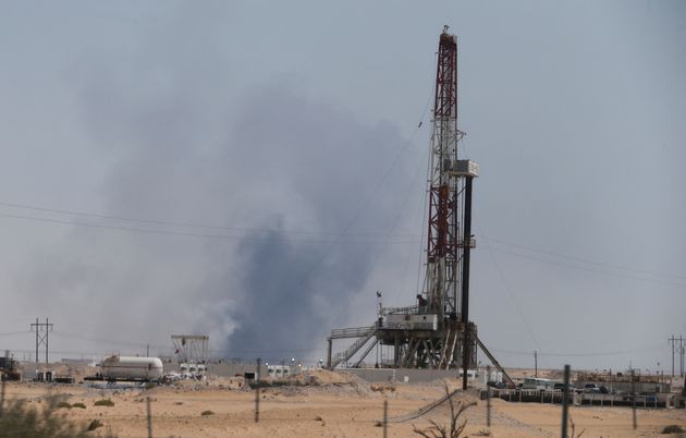 Smoke is seen following a fire at Aramco facility in the eastern city of Abqaiq, Saudi Arabia, September 14, 2019