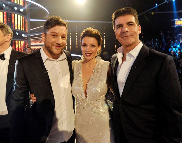 Dannii with contestant Matt Cardle and Simon Cowell