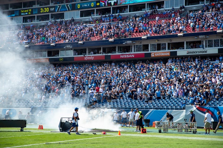 Fire erupts on field before game between Colts and Titans in Tennessee