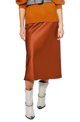 Topshop slip skirt outlet rust