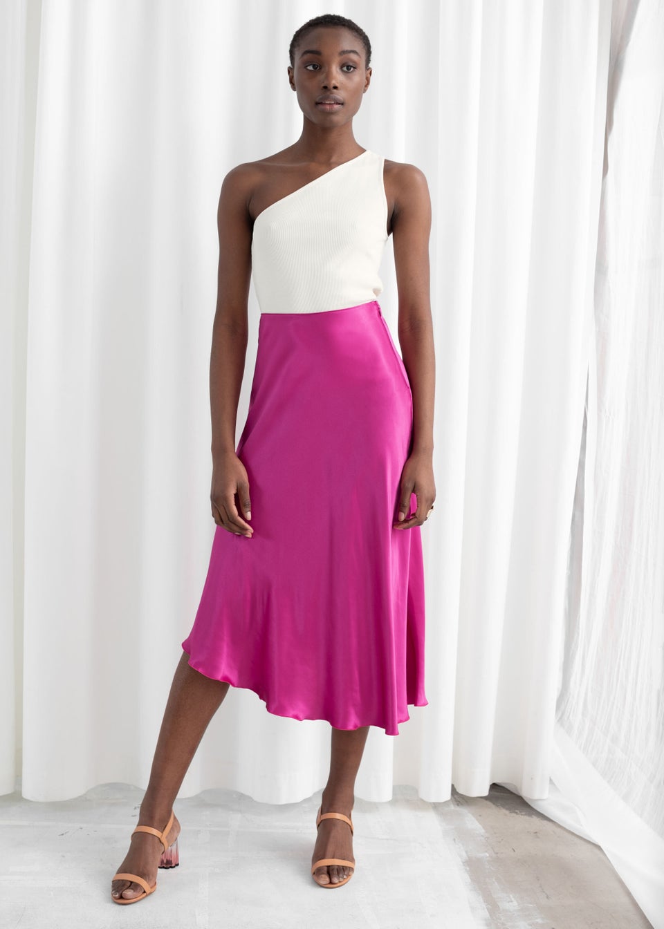 Satin midi outlet skirt dress