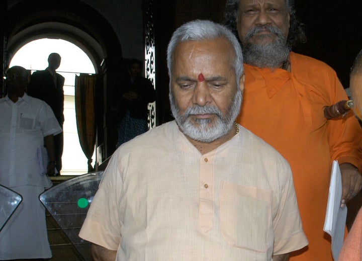 BJP leader Swami Chinmayanand at Parliament House in New Delhi.