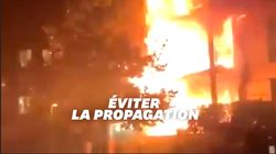 Un incendie ravage la façade d’un immeuble à