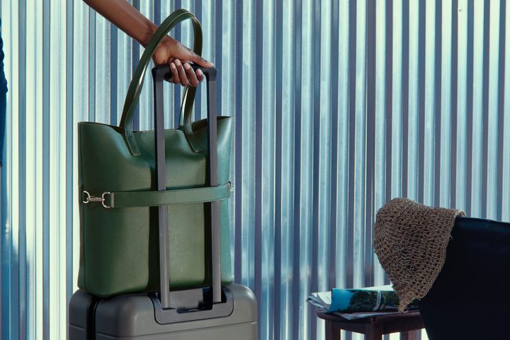 Away's new travel tote attaches to your suitcase.