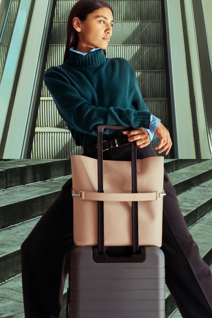 Away's new travel tote attaches to your suitcase.