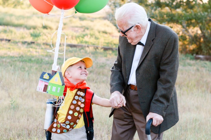 Elijah's great-grandpa Richard looks a lot less grumpy than Carl, but that's OK.