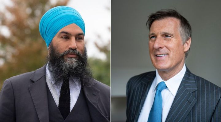 NDP Leader Jagmeet Singh and People's Party Leader Maxime Bernier are shown in a composite image.
