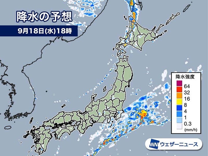 降水の予想 今日18時