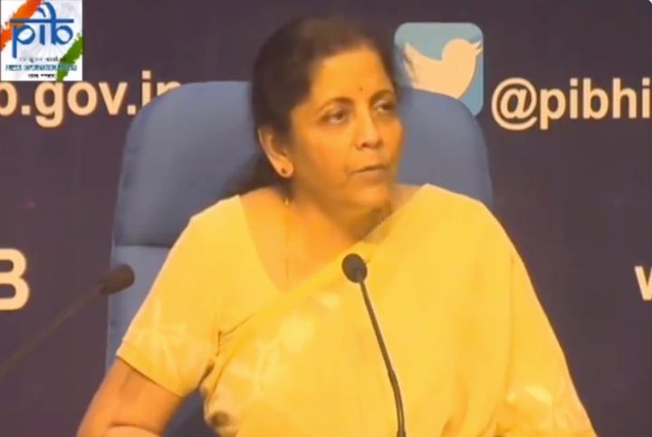 Nirmala Sitharaman during the press conference announcing the ban on e-cigarettes