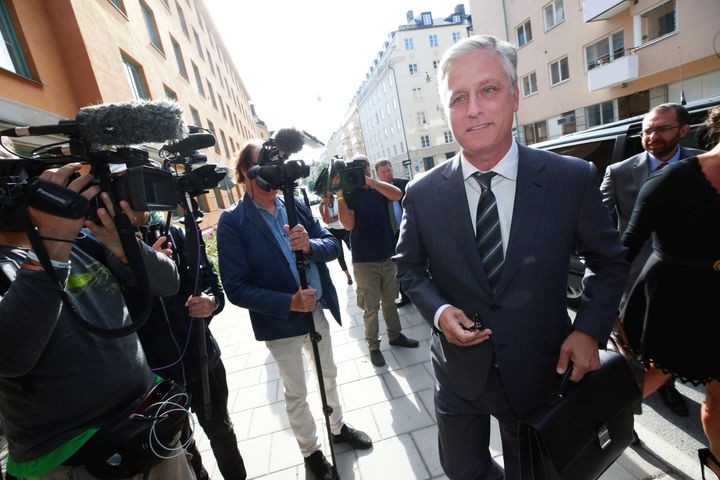 Robert C. O'Brien arrives at the district court during the second day of ASAP Rocky's trial in Stockholm on Aug. 1.